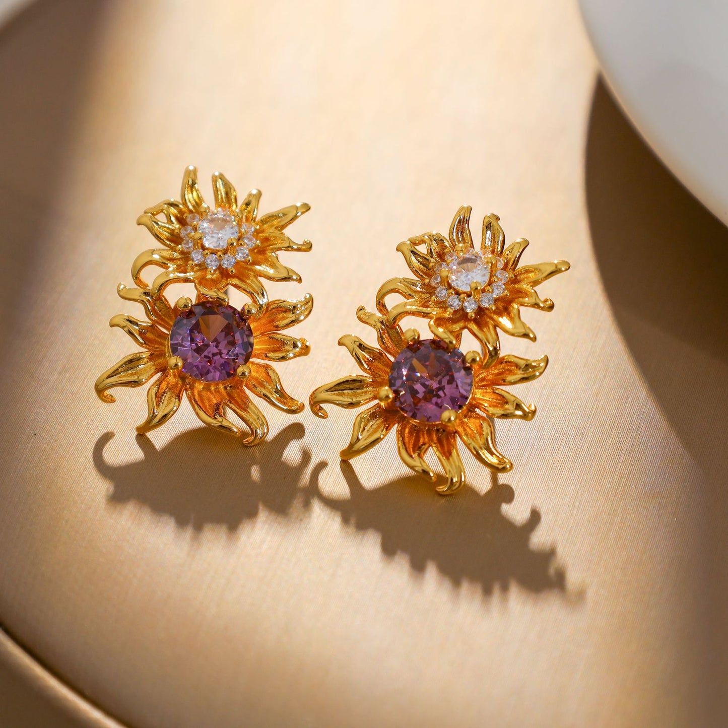 French pastoral style flower elegant earrings 925 silver
