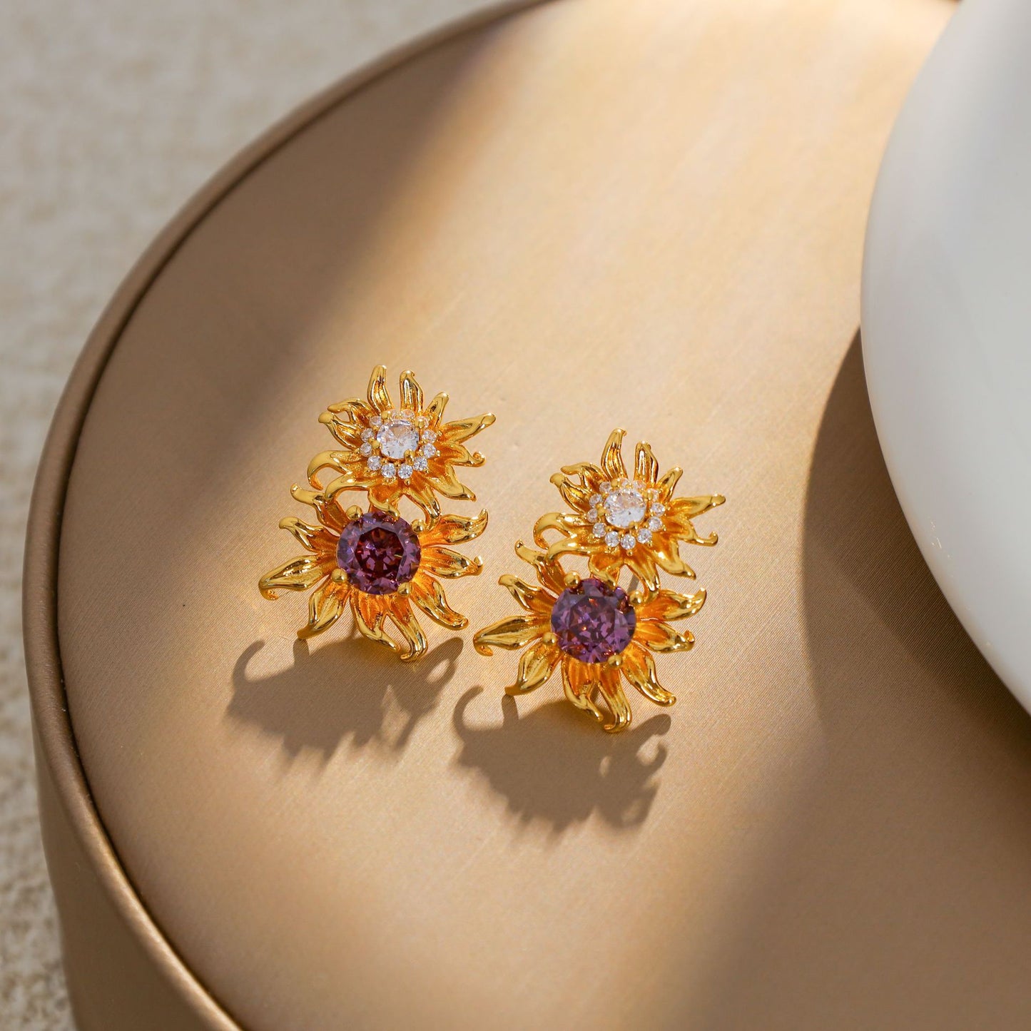 French pastoral style flower elegant earrings 925 silver