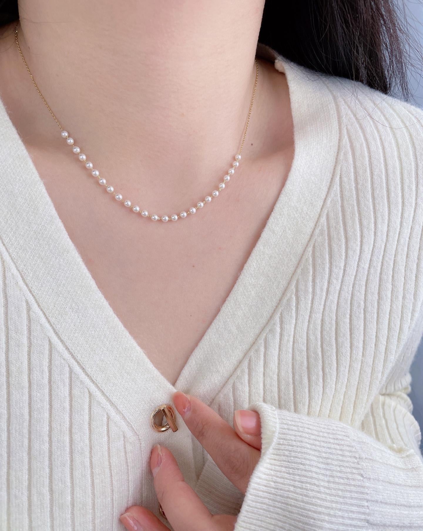 Pearl necklace with 18k gold plating, simple design, female gifts