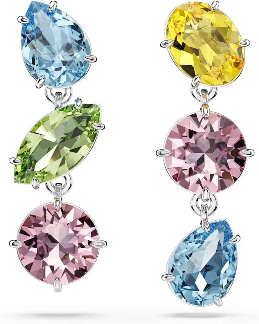 Swarovski Rhodinierte. Ohrringe mit Rosafarbenen Swarovski Kristallen