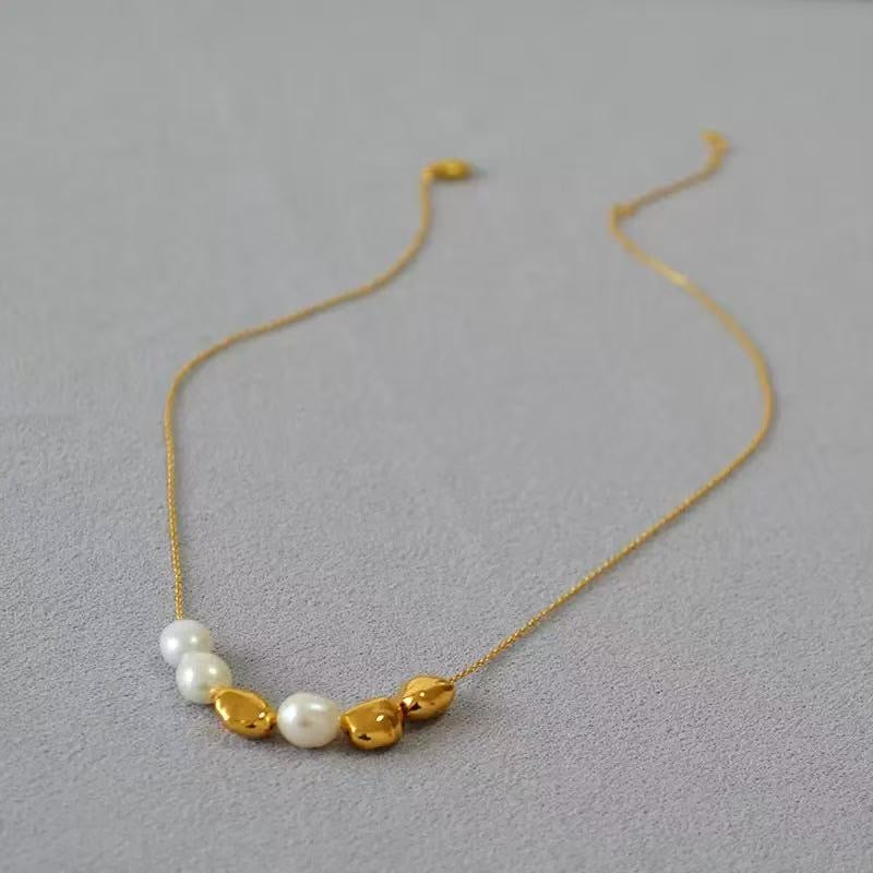 Natural freshwater pearl necklace, with a light luxury and high-end feel, simple design and elegant temperament, jewelry gift for women