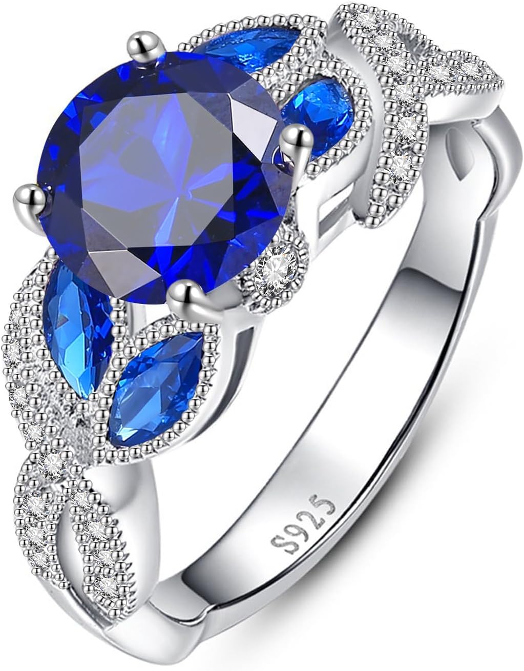 3.6ct Women's Created Sapphire|Aquamarine|Rainbow Topaz Ring 925 Sterling Silver Women Engagement Rings Bezel Setting Marquise Fashion Statement Ring Best Gift for Mother and Grandma Size 5-9