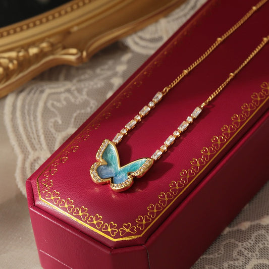 Butterfly Fruit Pouch Rainbow Gemstone Necklace