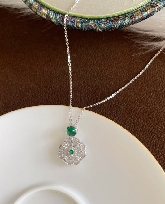 18k gold-plated chalcedony necklace