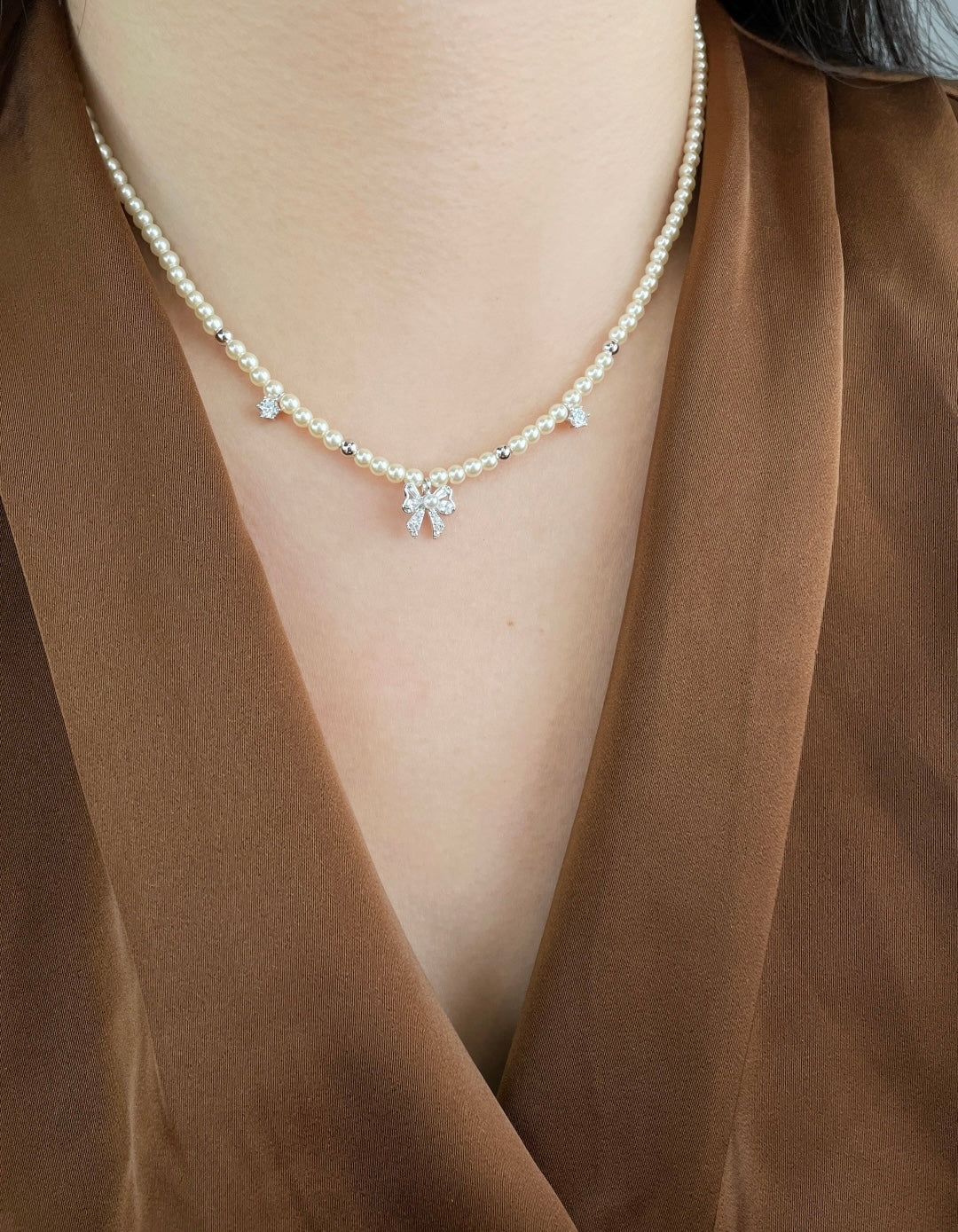 Natural Pearl Necklace, Moissanite Pendant, Valentine's Day gift for women.