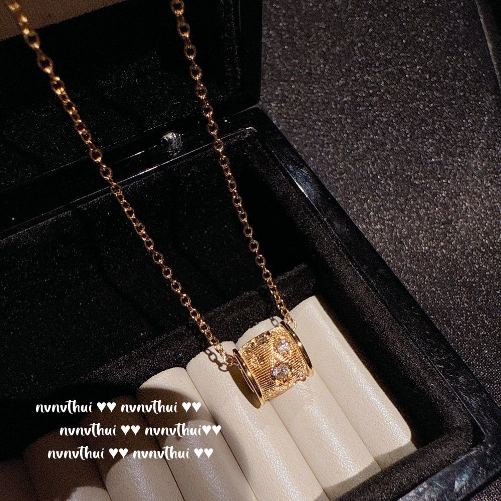 Italian retro brushed star-awned gemstone Passepartout necklace Vintage plated with 18K gold grain zircon necklace