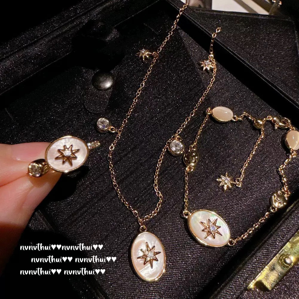 Italian retro hammer meteorite star mans gem necklace Vintage comet Fritillaria tears zircon bracelet