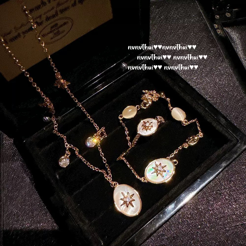Italian retro hammer meteorite star mans gem necklace Vintage comet Fritillaria tears zircon bracelet
