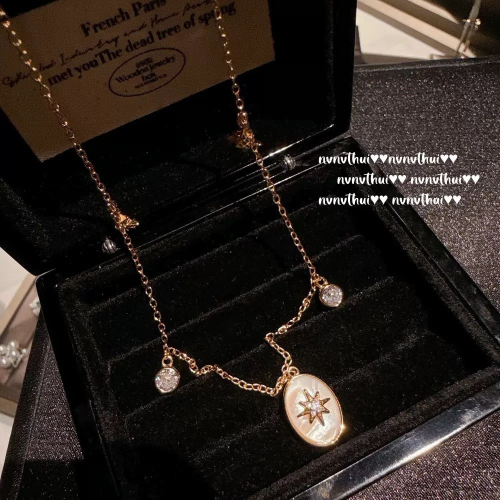 Italian retro hammer meteorite star mans gem necklace Vintage comet Fritillaria tears zircon bracelet