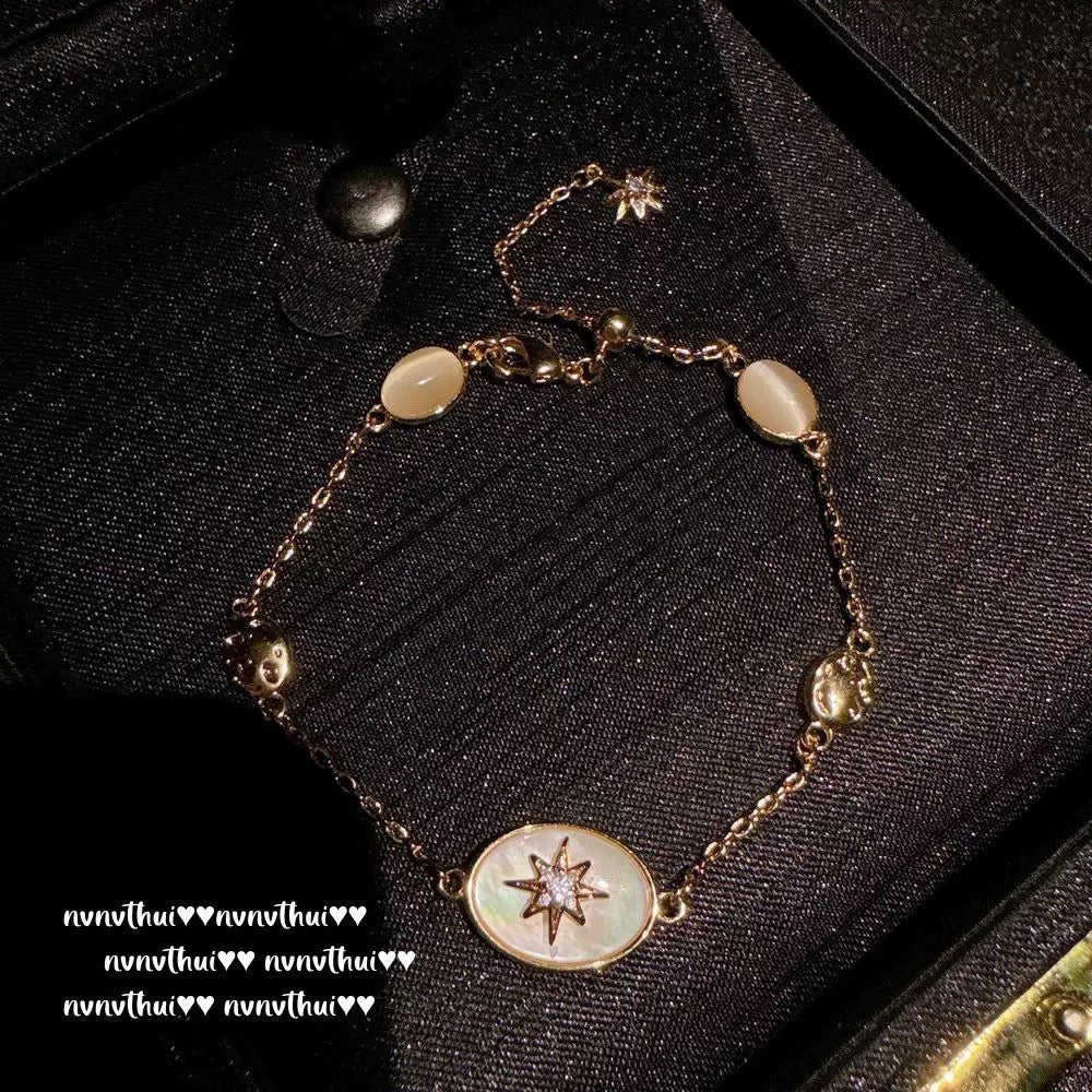 Italian retro hammer meteorite star mans gem necklace Vintage comet Fritillaria tears zircon bracelet