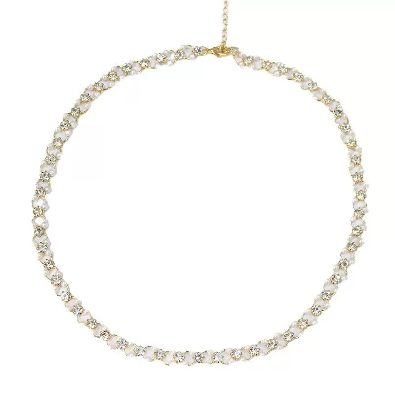 Zircon Pearl Necklace hollowed out French high-quality necklace niche design personality temperament simple necklace