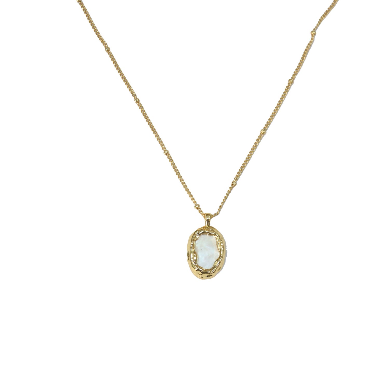 Retro Fritillaria Necklace Electroplated with 18K real gold irregular oval accessories ins wind fashion high-grade jewelry