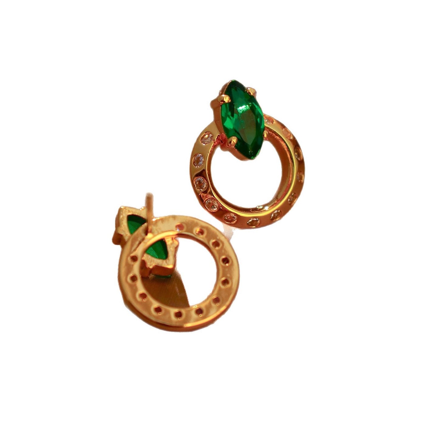 Vintage small fragrance green earrings French medieval palace style exaggerated high sense earrings