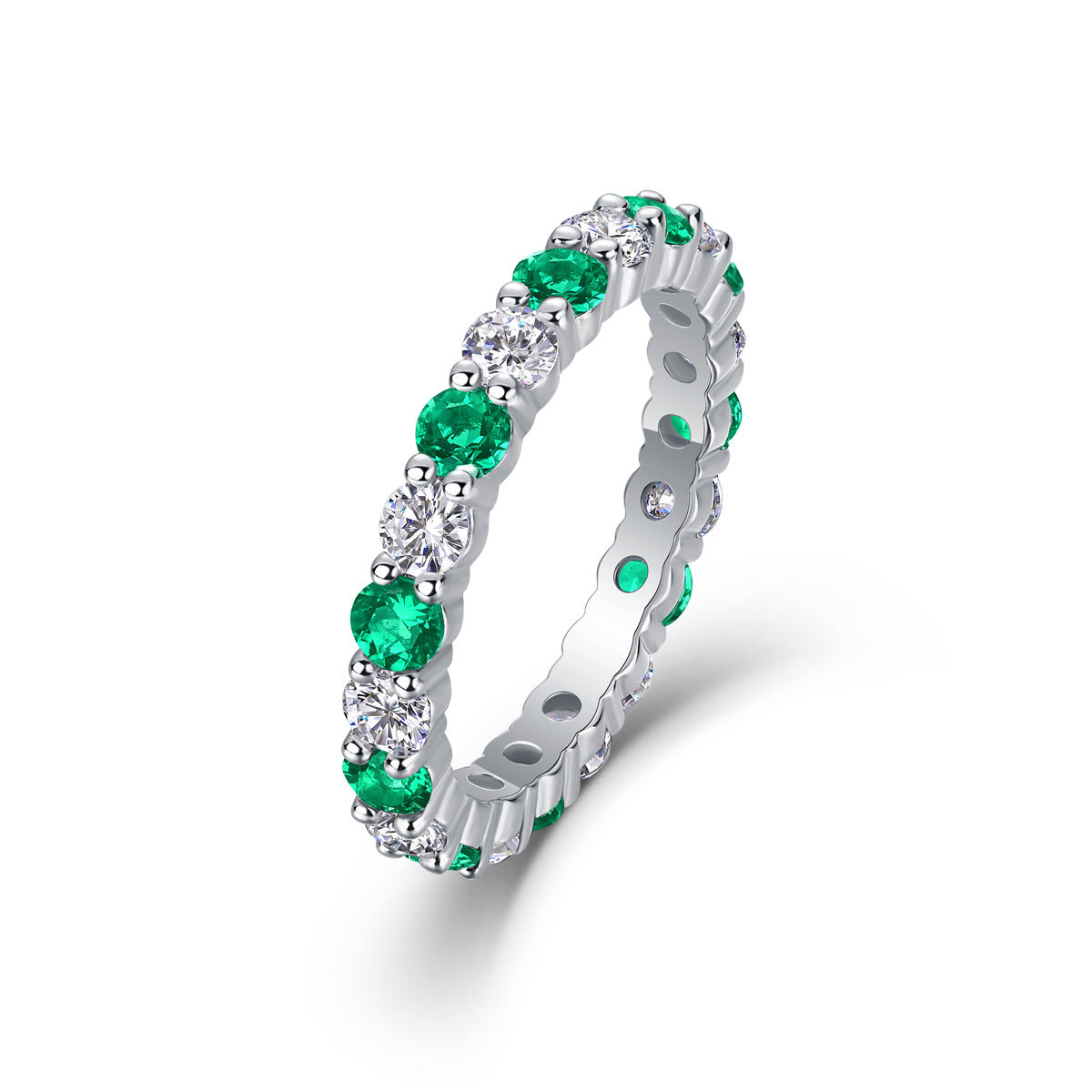Luxury and high-quality temperament S925 silver ring green treasure red sapphire new moissanite ring
