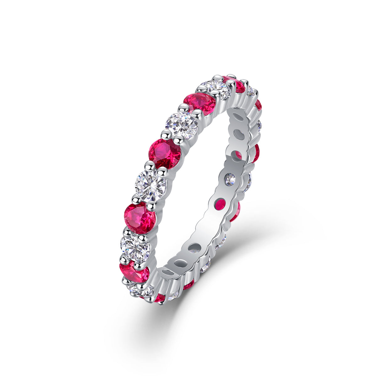 Luxury and high-quality temperament S925 silver ring green treasure red sapphire new moissanite ring