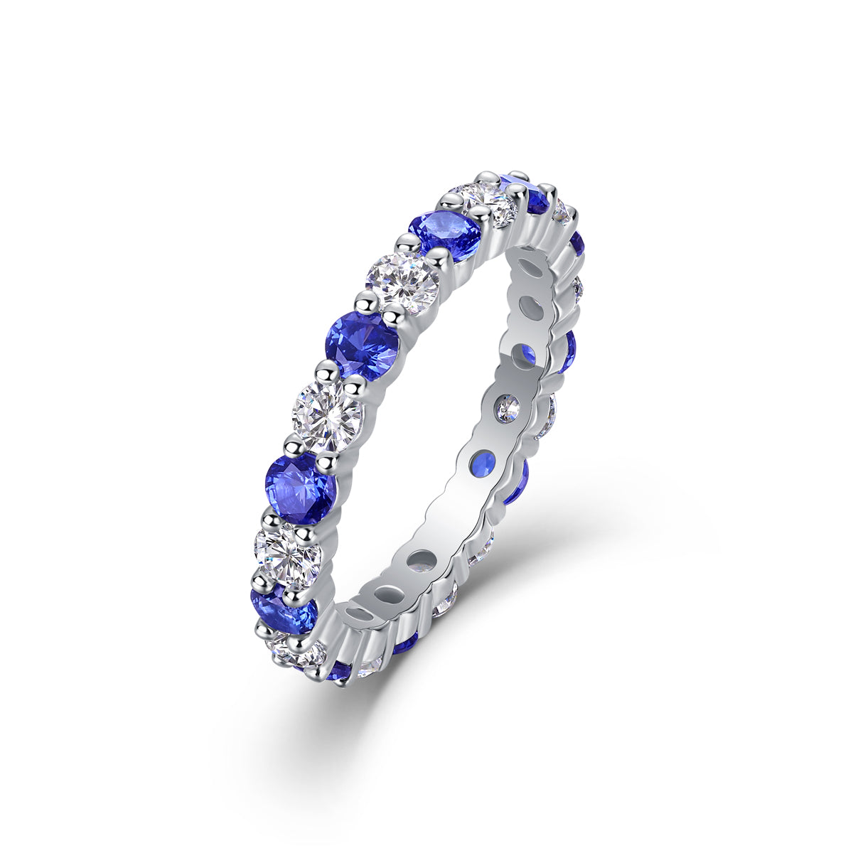 Luxury and high-quality temperament S925 silver ring green treasure red sapphire new moissanite ring