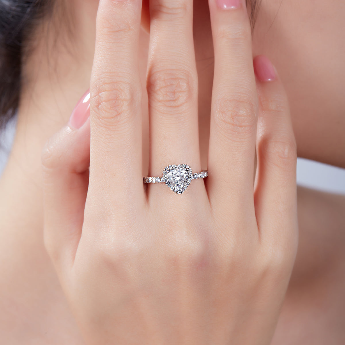 S925 gold plating moissanite ring heart-shaped luxury love female diamond ring