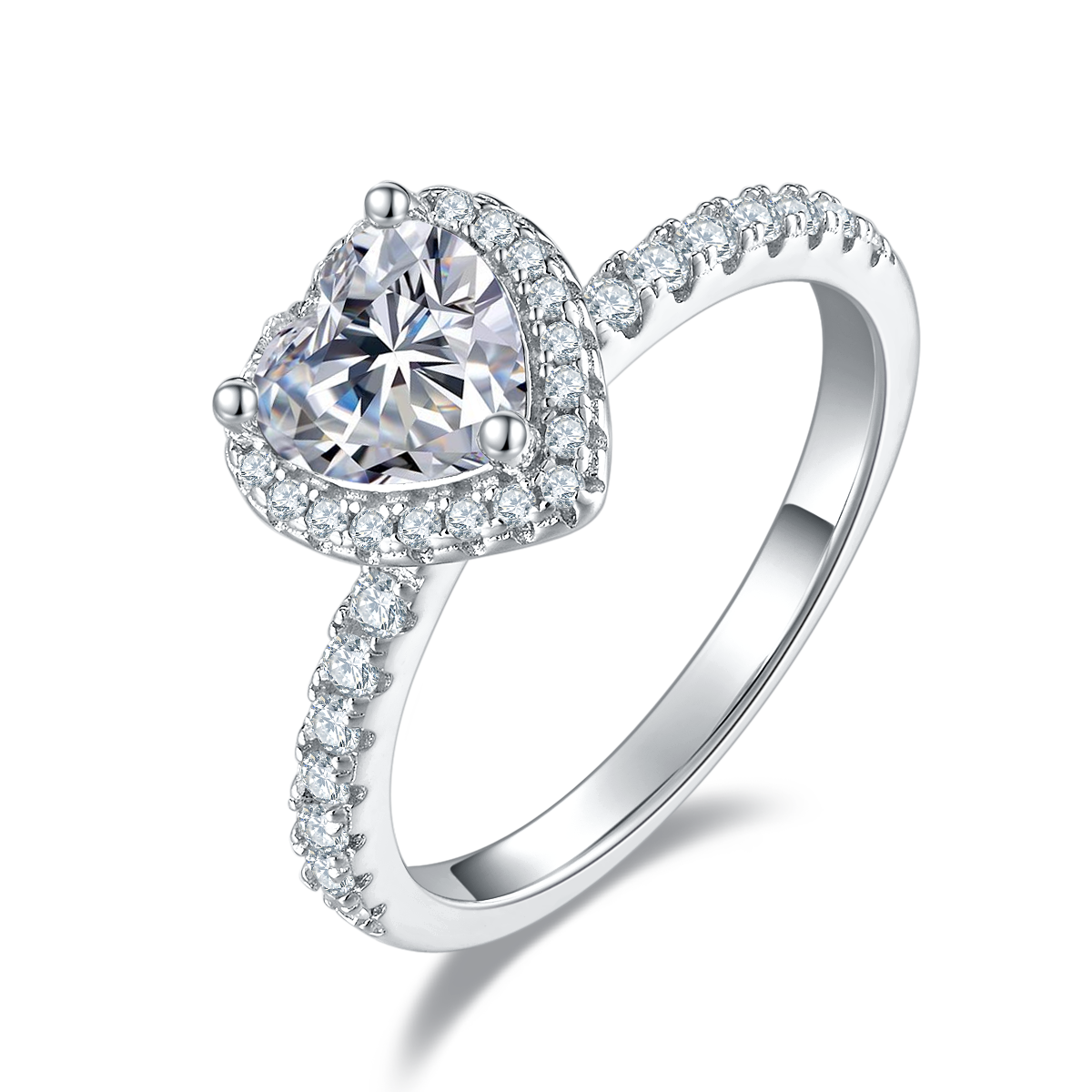 S925 gold plating moissanite ring heart-shaped luxury love female diamond ring