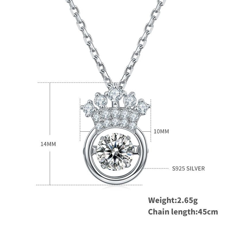 Moissanite Smart Heart Crown Heart Swing Pendant Fashion Necklace Jewelry