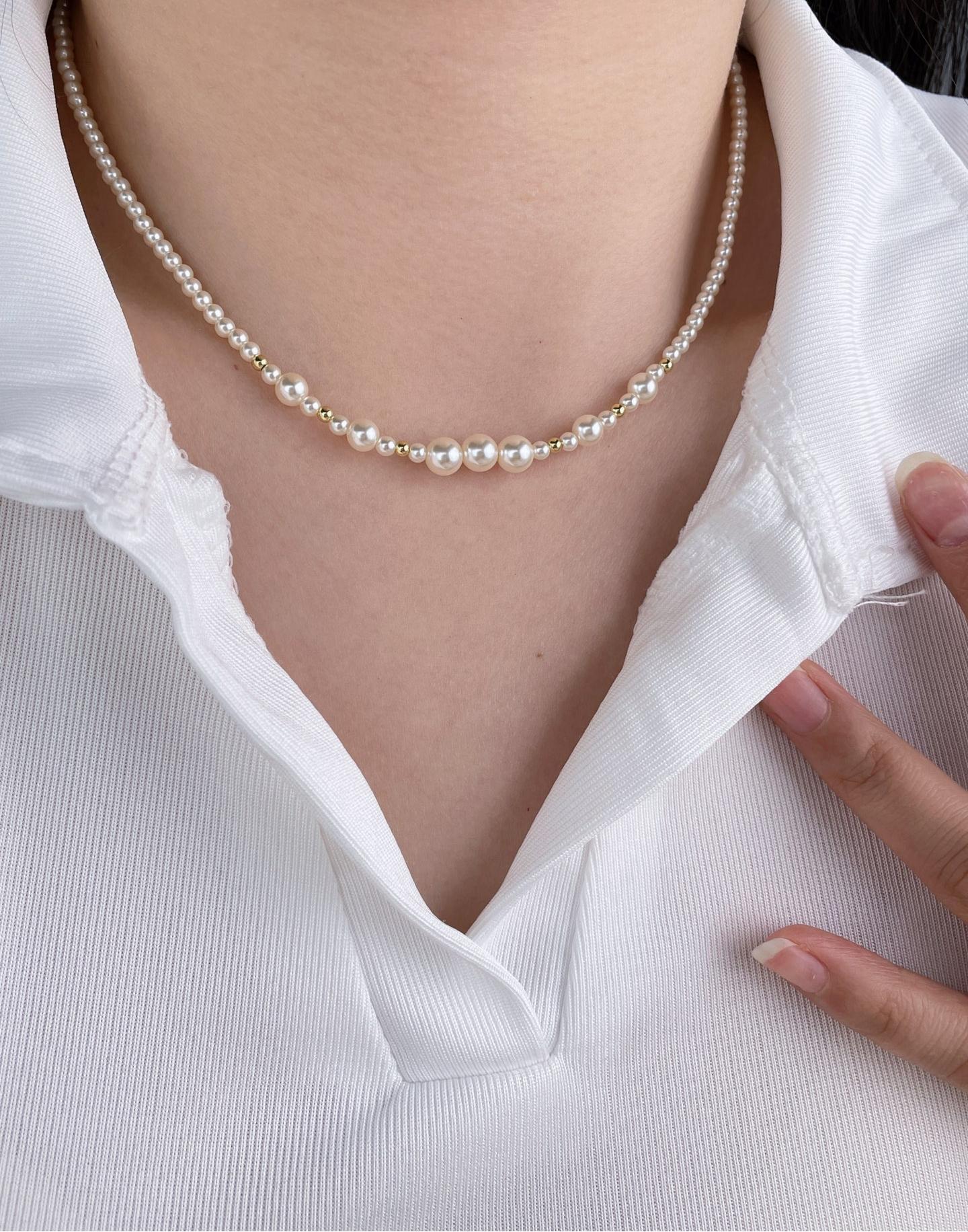 Natural fresh water Pearl Necklace, luxury, high sense, simple design, elegant temperament, ladies jewelry gift.