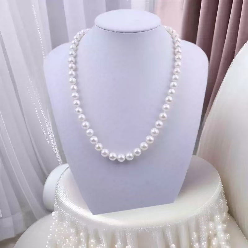 7-8mm Natural freshwater pearl necklace, with a light luxury and high-end feel, simple design and elegant temperament