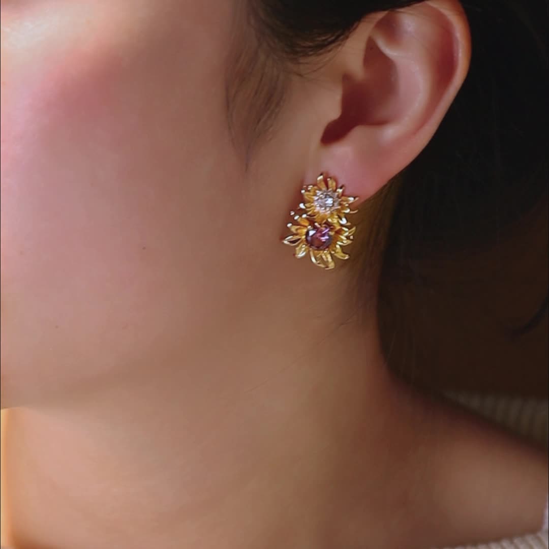 French pastoral style flower elegant earrings 925 silver