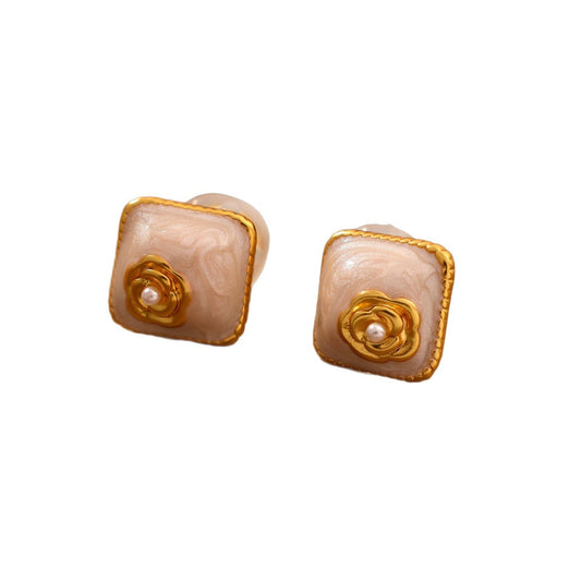 Niche design high-end earrings for women with a small fragrance style camellia earrings