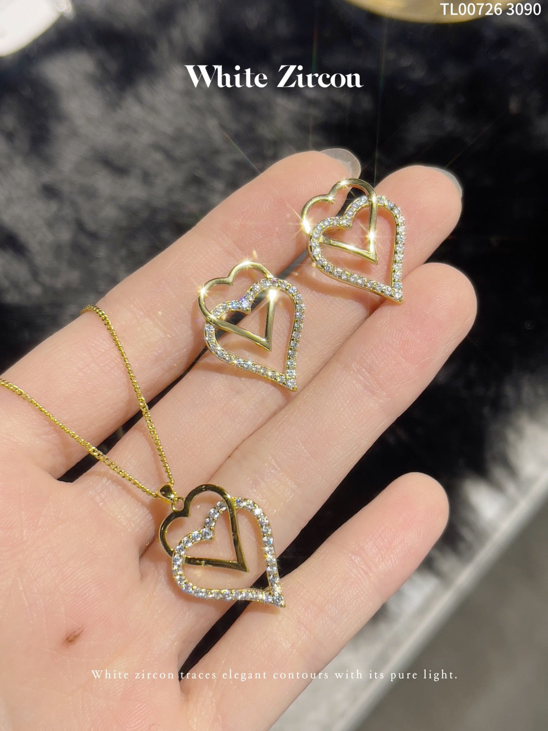 Set series necklace earrings zircon and 18k gold plated.