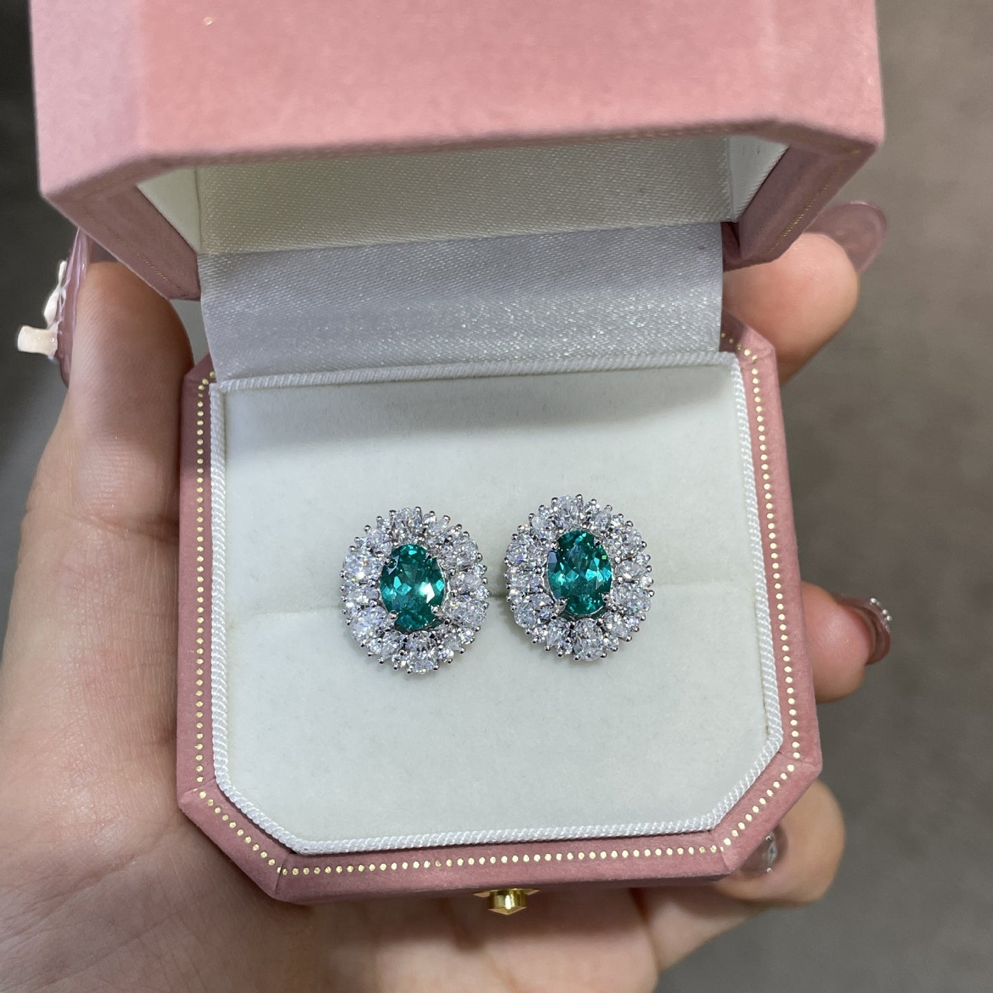 High-grade retro laboratory to cultivate Paraíba jewelry ring female ins light luxury and colorfast temperament Joker