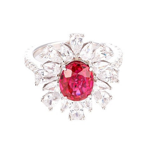 The niche design laboratory cultivates the red gem ring egg-shaped 7*9mm 2 carat oval luxury design ring.