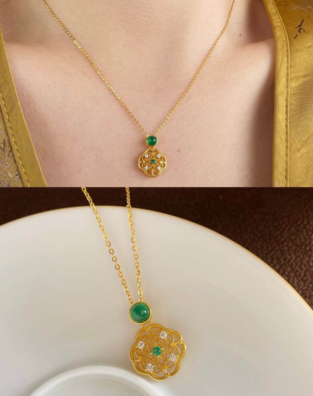 18k gold-plated chalcedony necklace