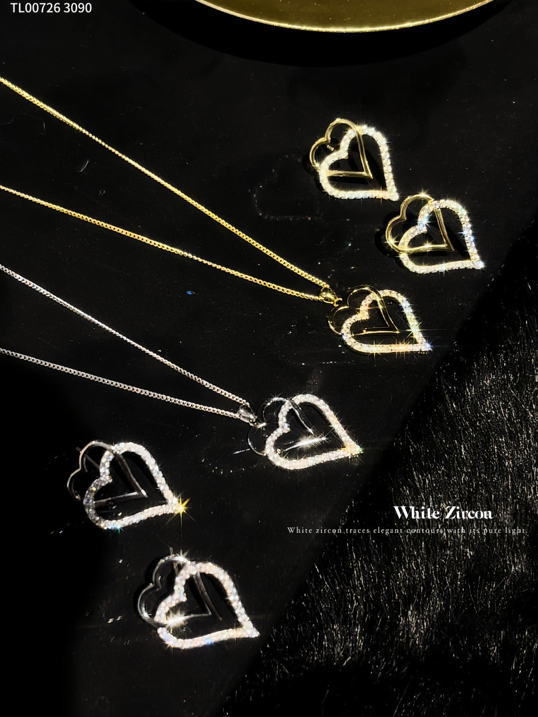 Set series necklace earrings zircon and 18k gold plated.