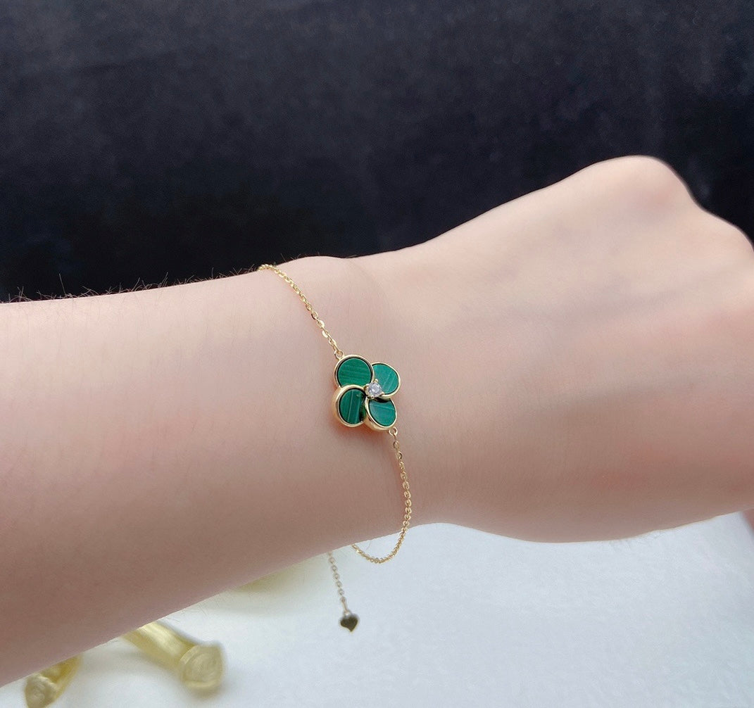 Green chalcedony jade bracelet custom style