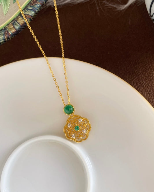 18k gold-plated chalcedony necklace