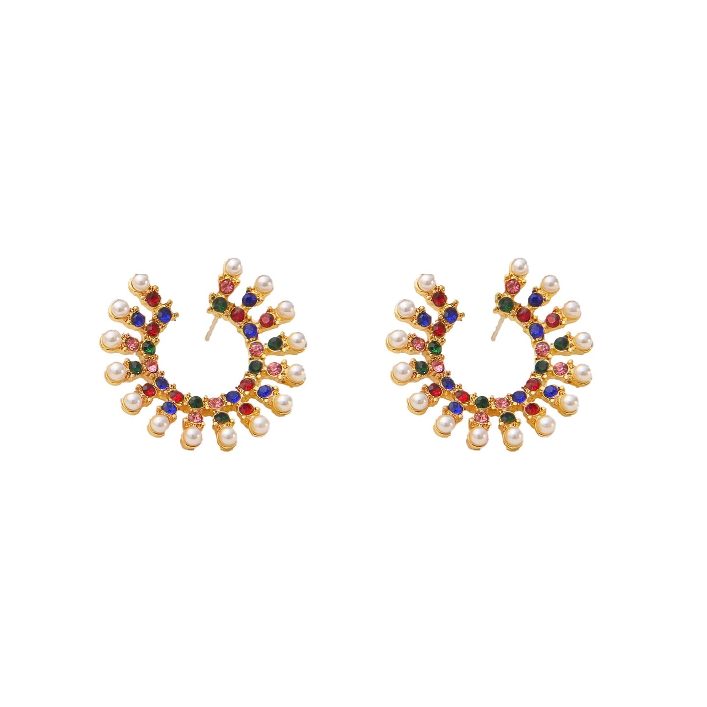 Hong Kong temperament earrings 925 silver needle French retro earrings female Joker high sense small fragrance zircon earrings