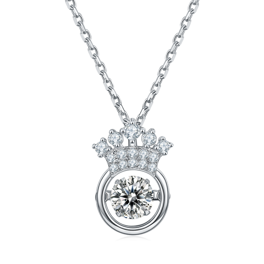 Moissanite Smart Heart Crown Heart Swing Pendant Fashion Necklace Jewelry