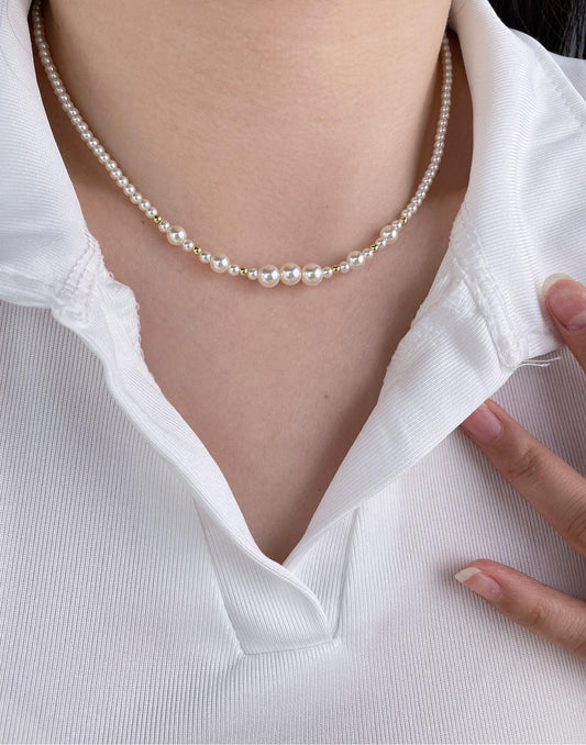 Natural fresh water Pearl Necklace, luxury, high sense, simple design, elegant temperament, ladies jewelry gift.