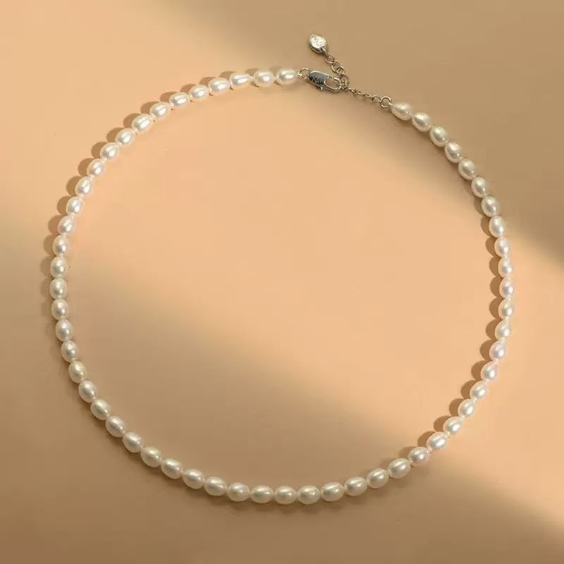 7-8mm Natural freshwater pearl necklace, with a light luxury and high-end feel, simple design and elegant temperament