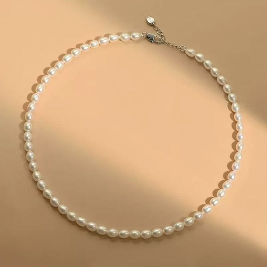7-8mm Natural freshwater pearl necklace, with a light luxury and high-end feel, simple design and elegant temperament