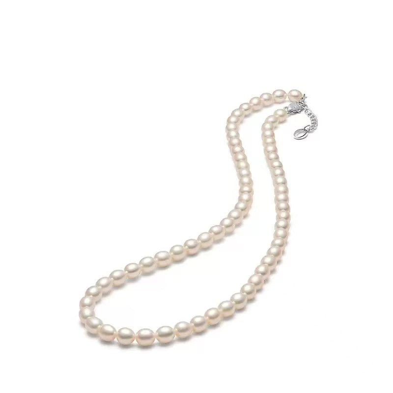 7-8mm Natural freshwater pearl necklace, with a light luxury and high-end feel, simple design and elegant temperament