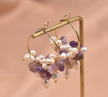 Natural Crystal Stone Pearl Earrings