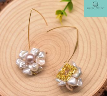 baroque pearls earrings pearl flower earrings