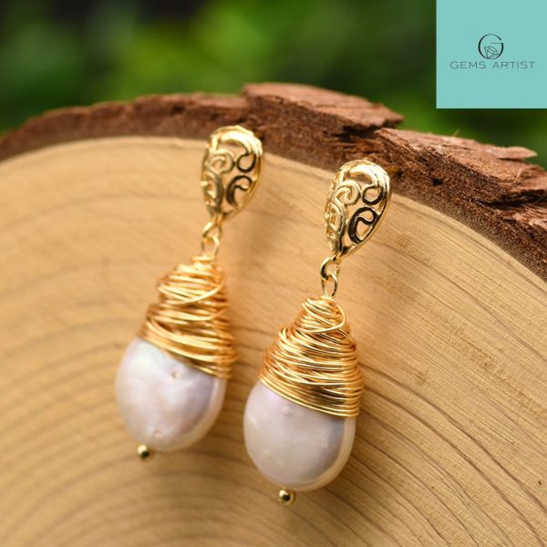 baroque pearls earrings natural pearls vintage style