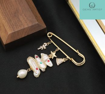 vintage brooch with natural pearls design 002 top quality