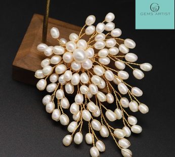 Vintage Natural Pearls Brooch full handmade baroque pearls brooch