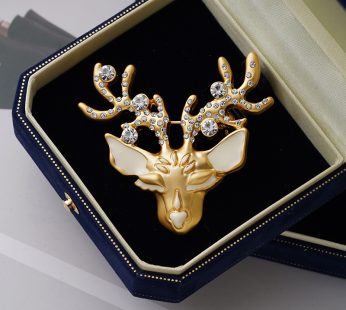 lucky deer brooch 22ct gold plated