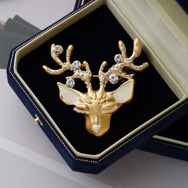 lucky deer brooch 22ct gold plated