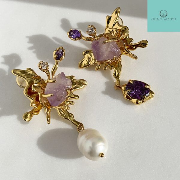 gems crystal pearl earrings - Image 2