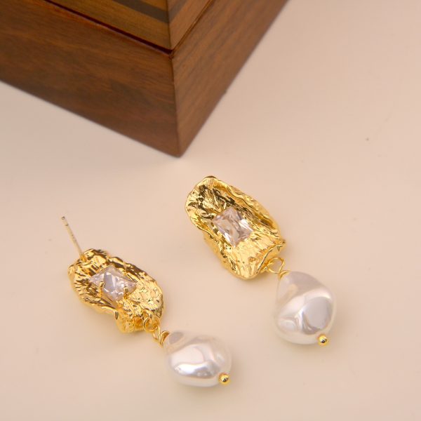 18k Gold Plated Earrings with Silver pin - Image 2