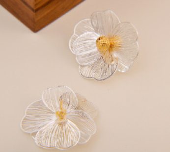 white camellia earrings French style